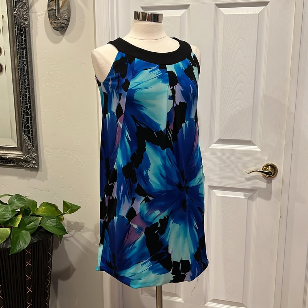 AB STUDIO Sleeveless Colorful Floral Mini Dress